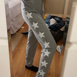 grey joggers with stars